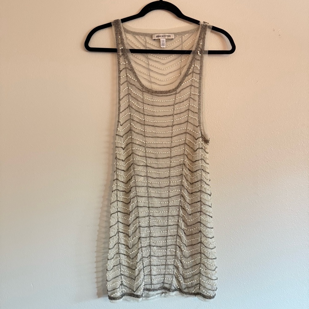 Embellished Mesh Mini Dress
